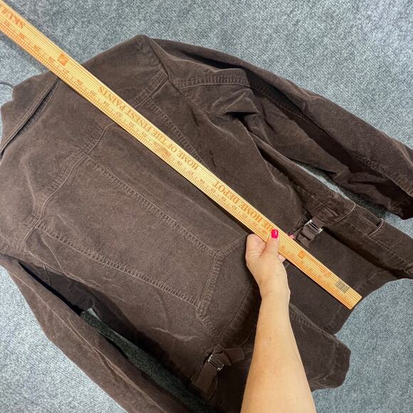 Brown Corduroy Jacket Women 8 Classic Button Up Retro Chic Timeless Safari - Picture 7 of 9